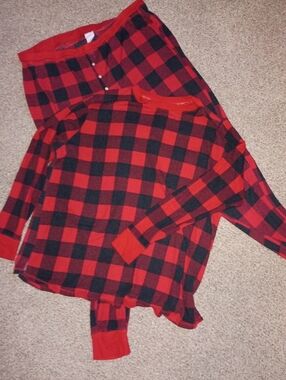 stars above Red and Black Buffalo Plaid Pajama Set